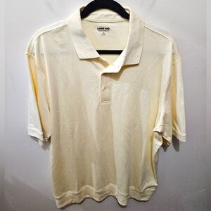Lands' End Butter Yellow Cotton Soft Stretch Preppy Office Casual Polo Tshirt XL